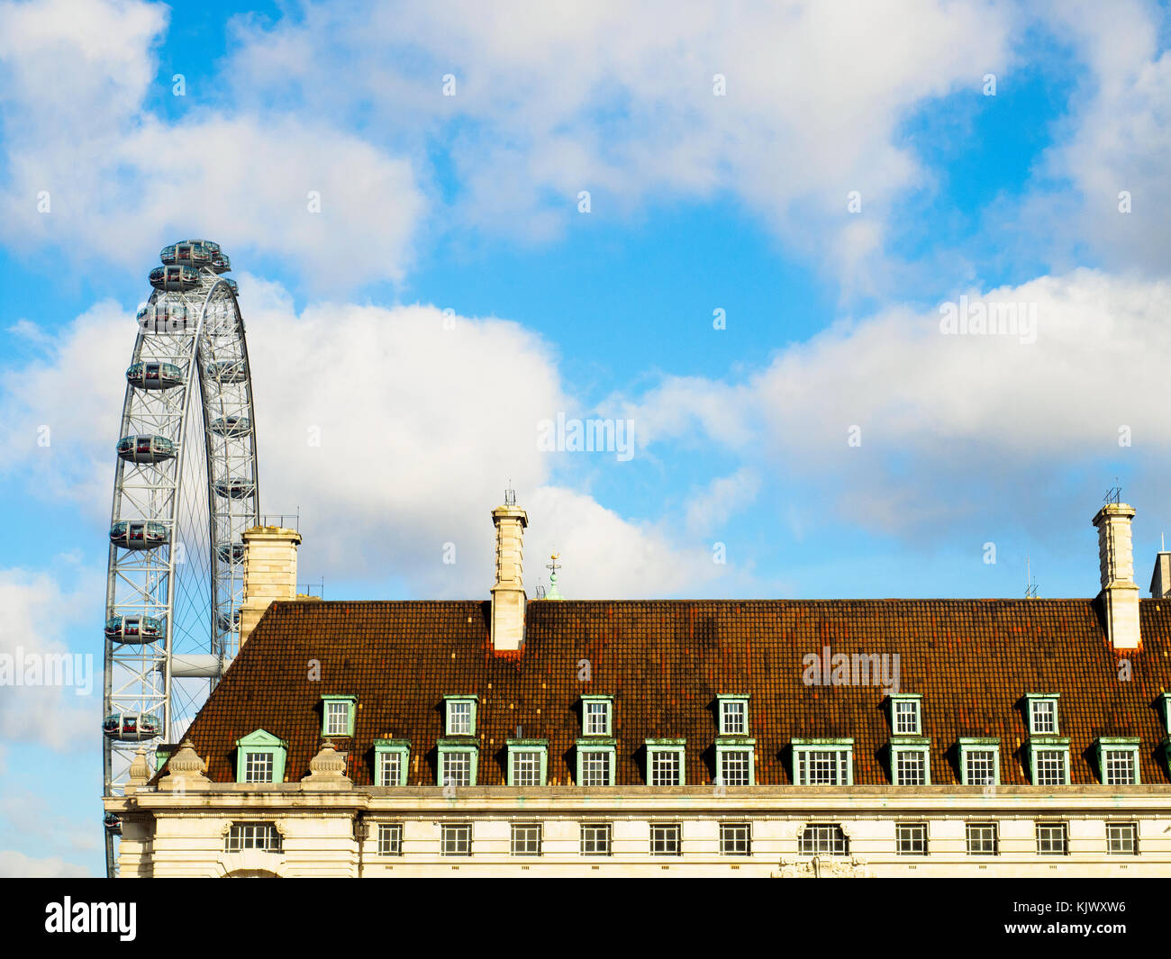Hotel marriot tetto e London Eye - Londra, Inghilterra Foto Stock
