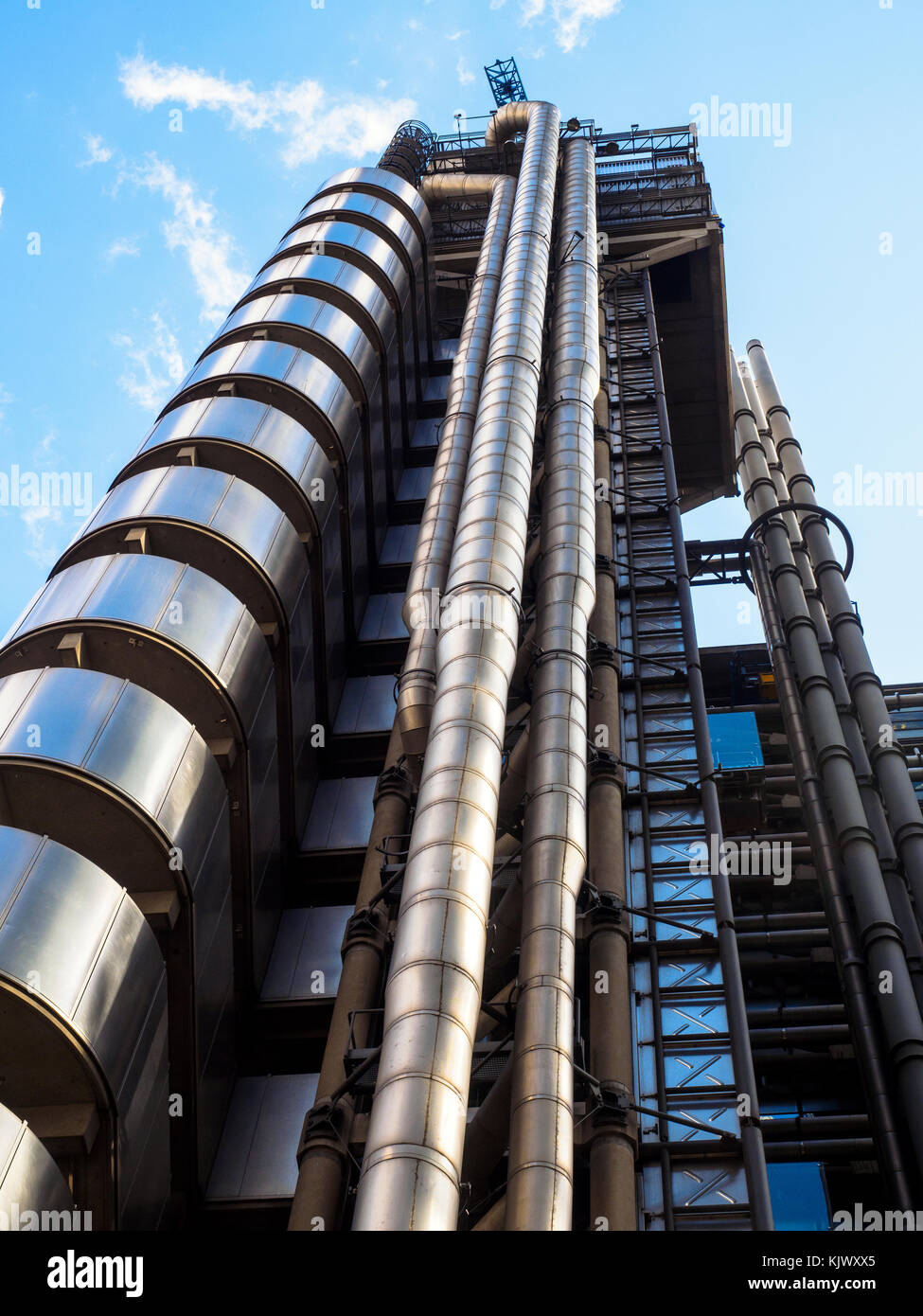 Dettagli architettonici del Lloyds of London building - Londra, Inghilterra Foto Stock