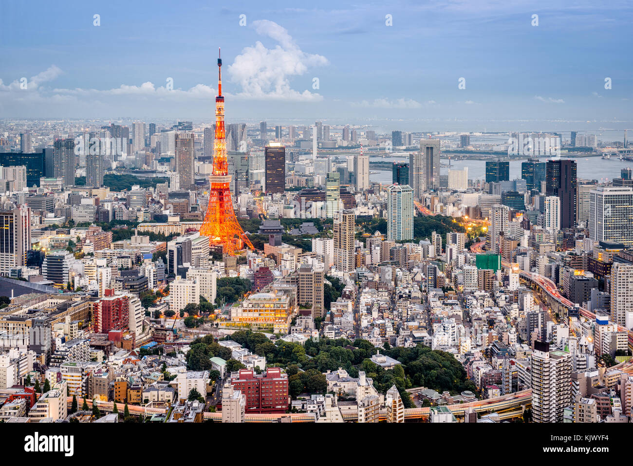 Tokyo Tower e lo skyline. Foto Stock
