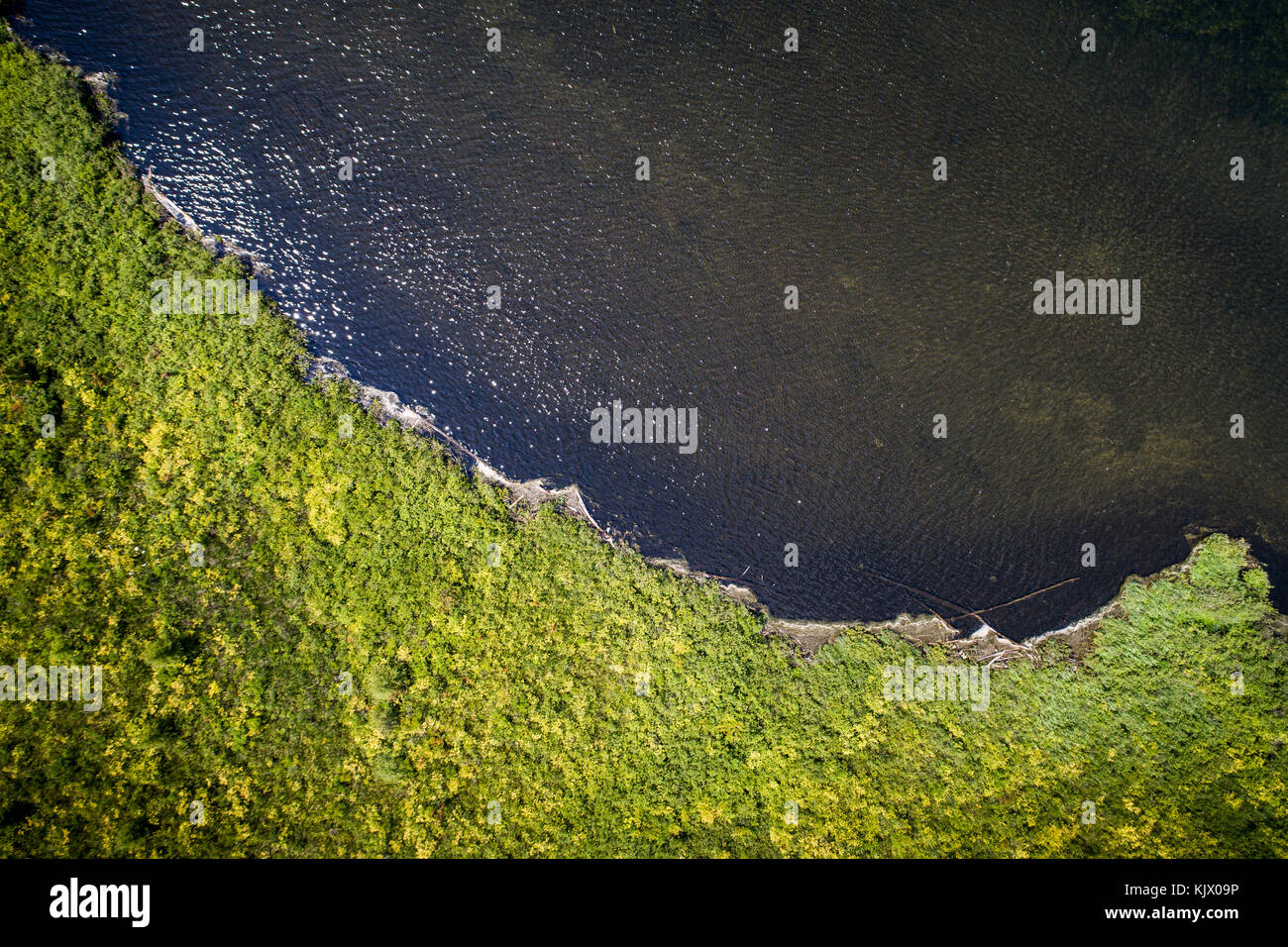 Vista aerea del litorale dell'isola sul Fiume St-Lawrence Foto Stock