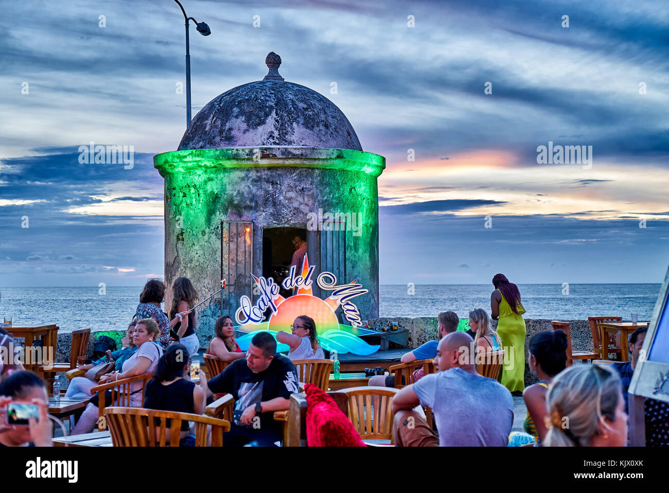 Tramonto al Cafe del mar, Cartagena de Indias, Colombia, Sud America Foto Stock