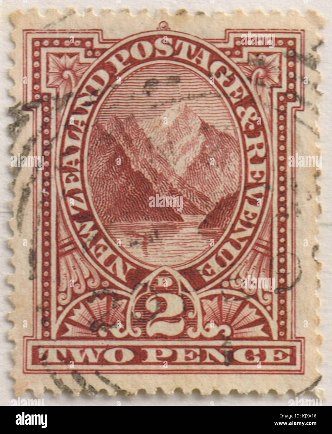 Pittorica 1898 2 pence lago (Pembroke picco) Foto Stock
