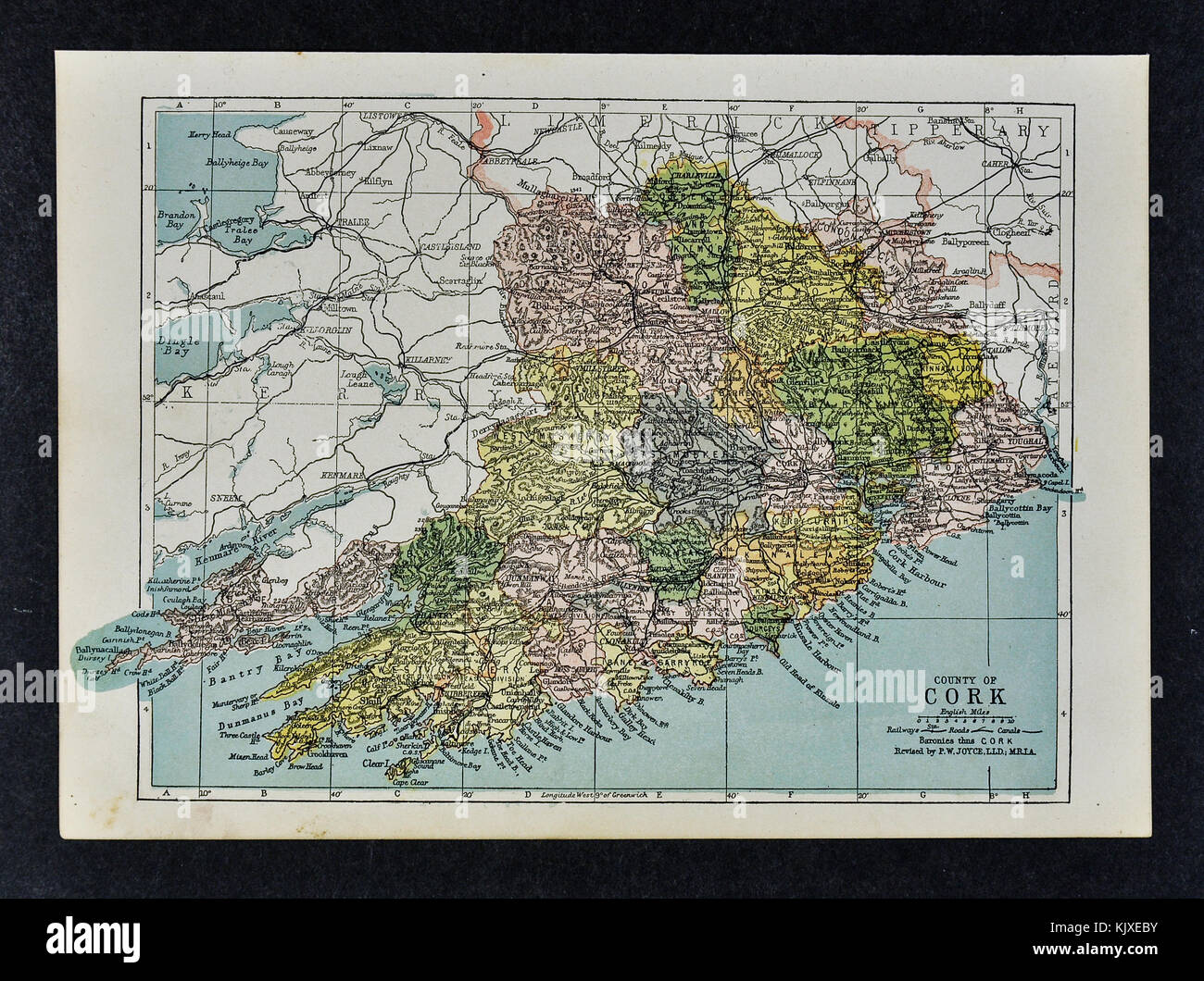 Antica mappa irlanda - contea di Cork - bantry dunmanway youghal cranio skibereen kanturk Foto Stock