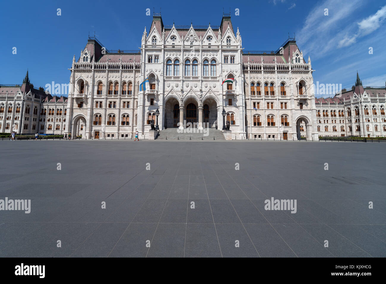 Ungheria, Budapest, parlamento ungherese edificio dal Kossuth Lajos square, gotica in stile revival punto di riferimento della città. Foto Stock