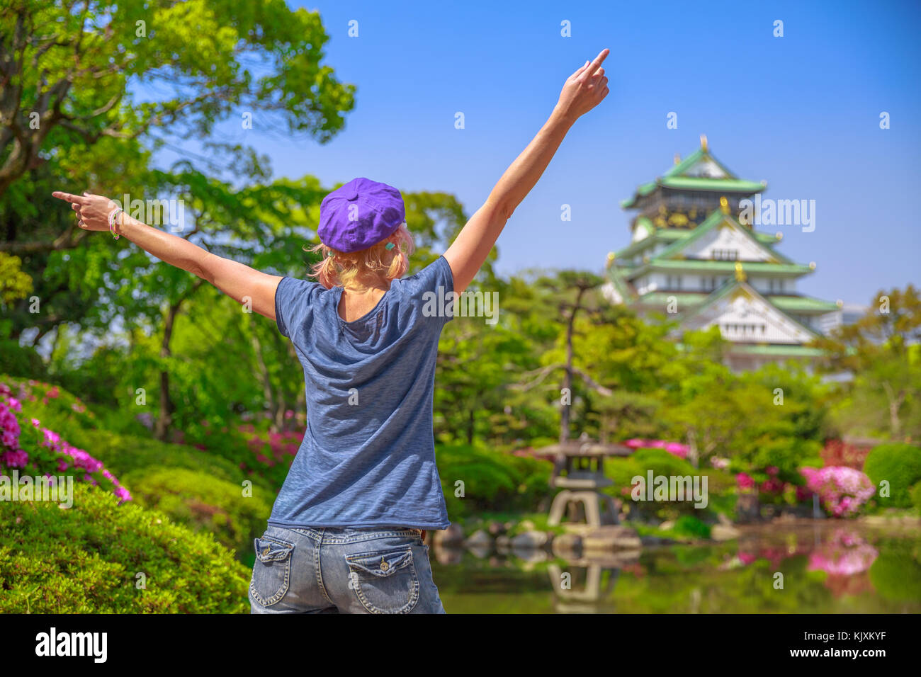 Turistico a Castello di Osaka Foto Stock