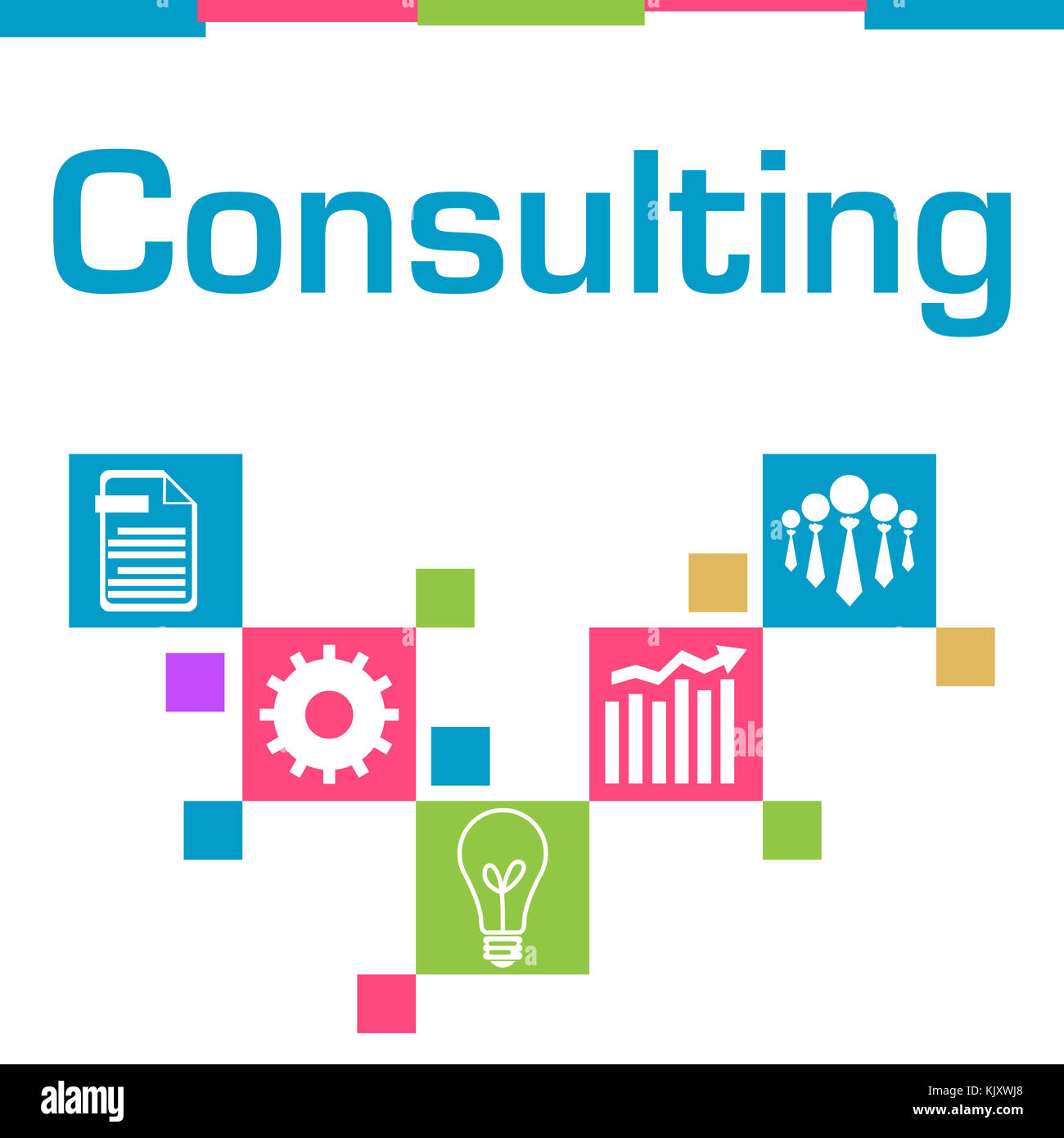 Consulenza quadrati colorati simboli Foto Stock