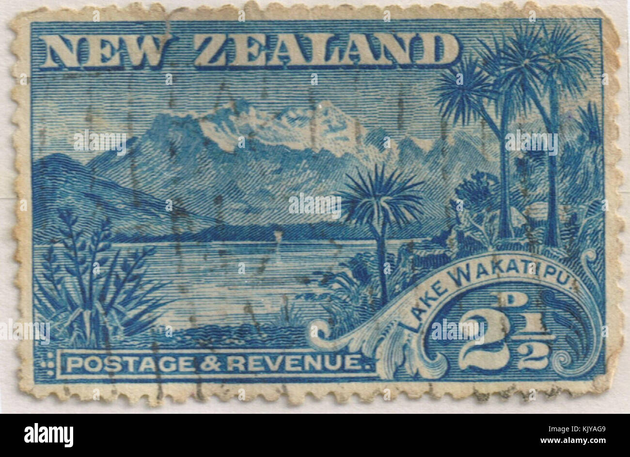 Pittorica 1898 2 pence halfpenny blu (Lago Wakatipu) Foto Stock