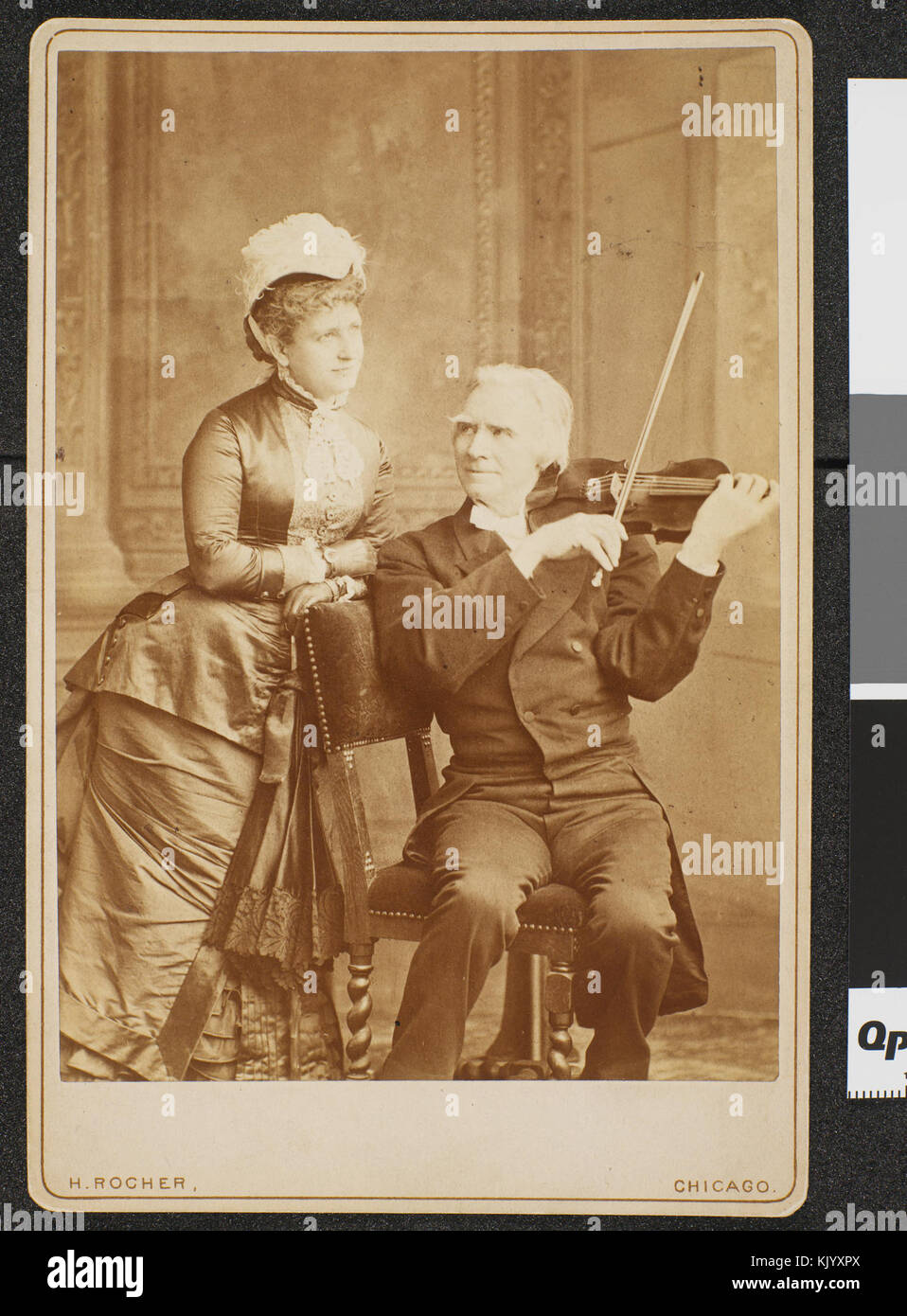Portrett av kvinne uidentifisert og Ole Bull med fiolin, Chicago n. nb digifoto 20150626 00260 blds 01314 Foto Stock
