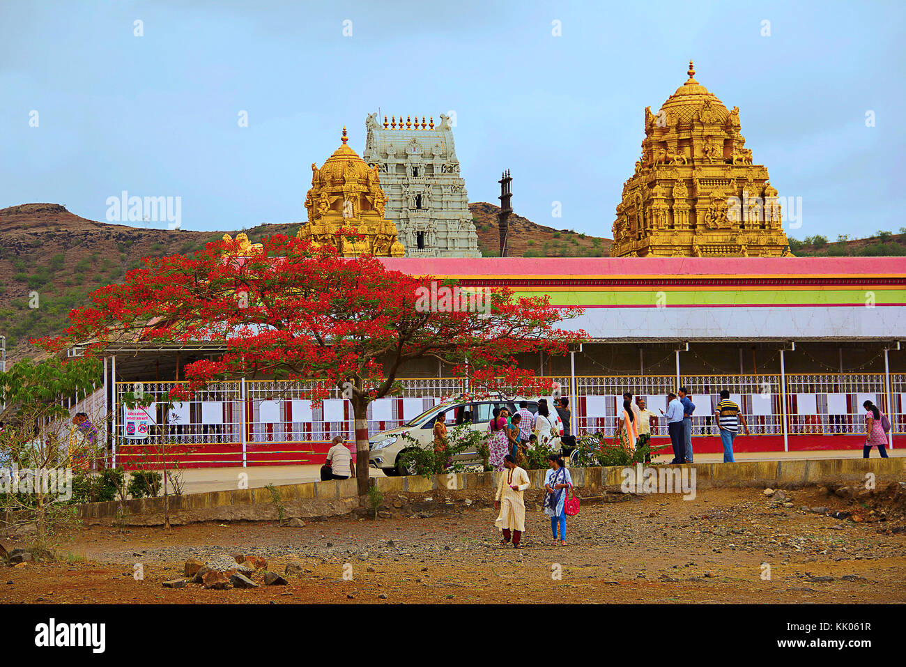 Vista di Prati Balaji Temple, Narayanpur, Pune Foto Stock