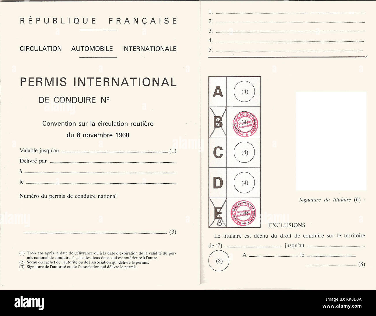 Permis B Eb international Foto Stock