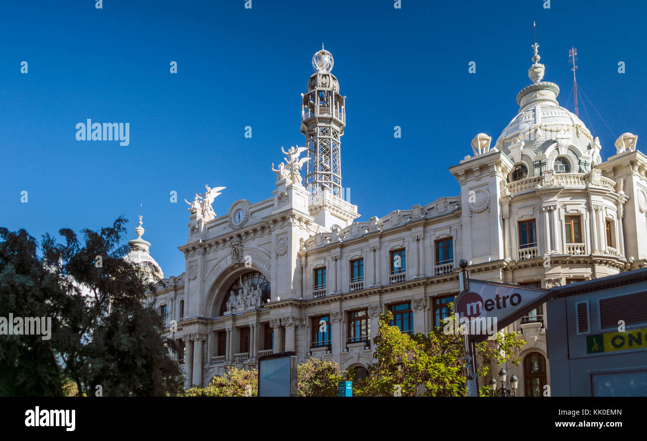 Ufficio postale (Correos), Placa de l'Ajuntament, valencia, Spagna. Foto Stock