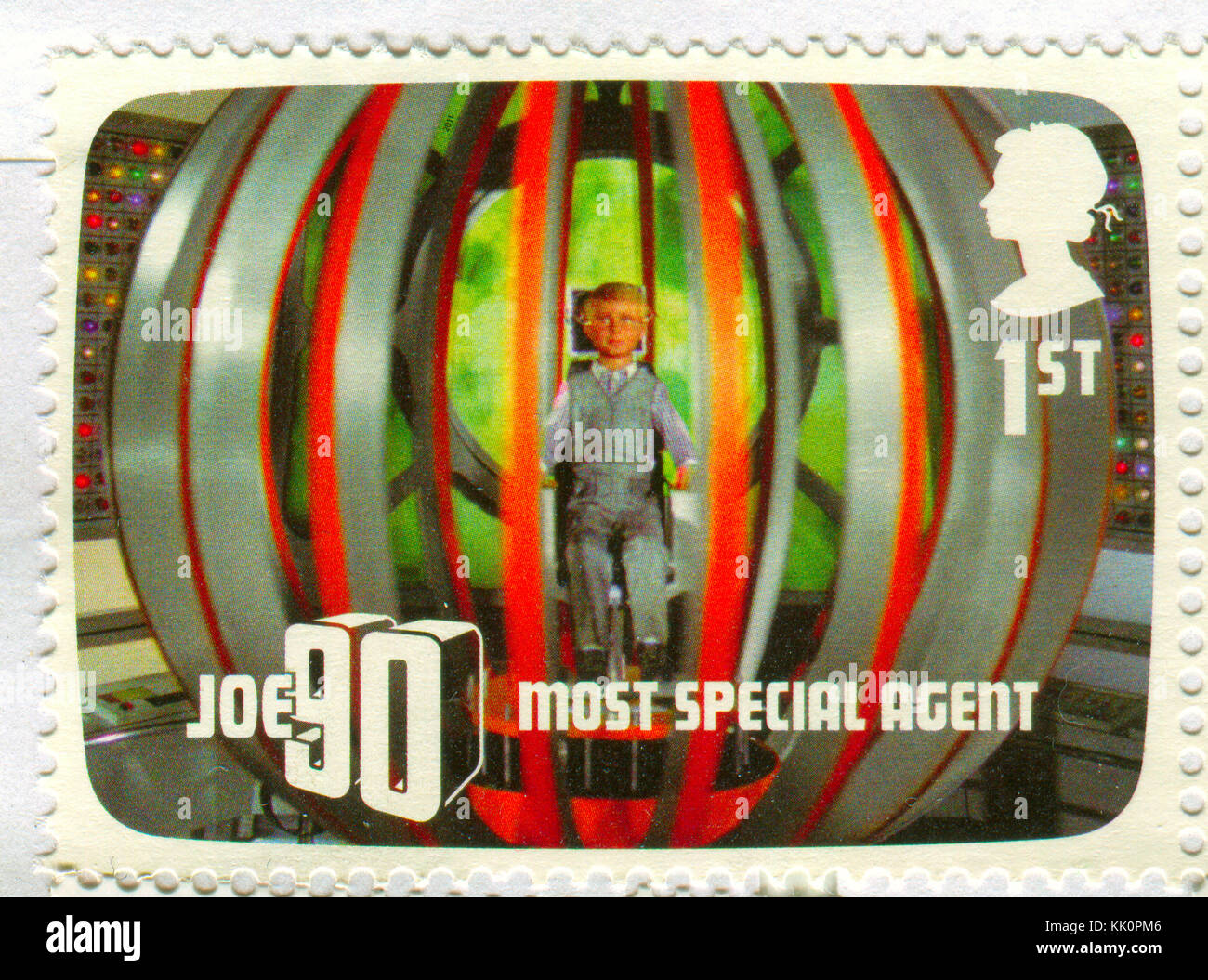 GOMEL, BIELORUSSIA, 23 NOVEMBRE 2017, Stamp stampato nel Regno Unito mostra l'immagine dell'agente più speciale Joe 90, circa 2017. Foto Stock