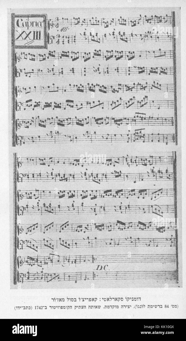 Domenico Scarlatti's Cappricio in G Major, 1742 Foto Stock