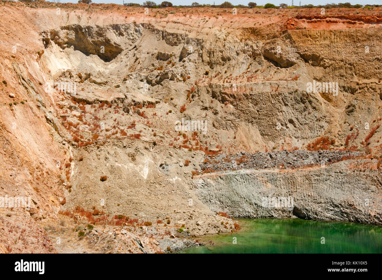 Aprire Pit crollo del banco Foto Stock