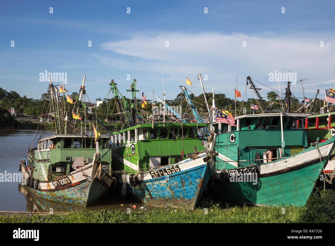 Barche da pesca, Kuching Malesia Foto Stock