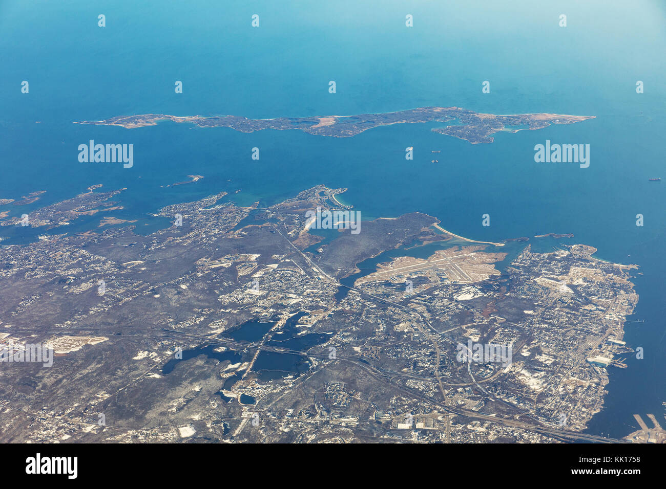 La costa orientale di new london in Connecticut. groton-new london airport. tipico paesaggio delle isole e spiagge Foto Stock