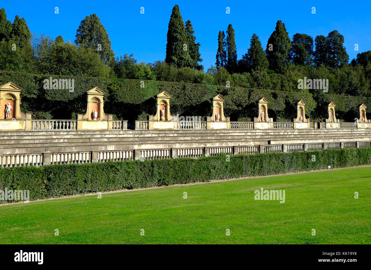 Statue nei giardini di Boboli, Palazzo Pitti, Firenze, Italia Foto Stock