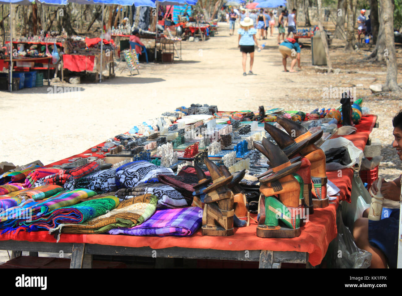 Souvenir Merchandise in vendita a Chichén Itzá Foto Stock