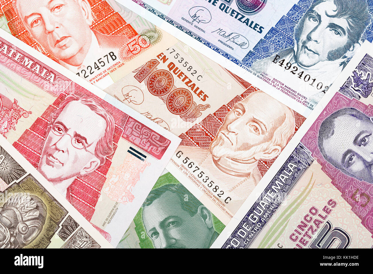 Il denaro in Guatemala, uno sfondo Foto Stock