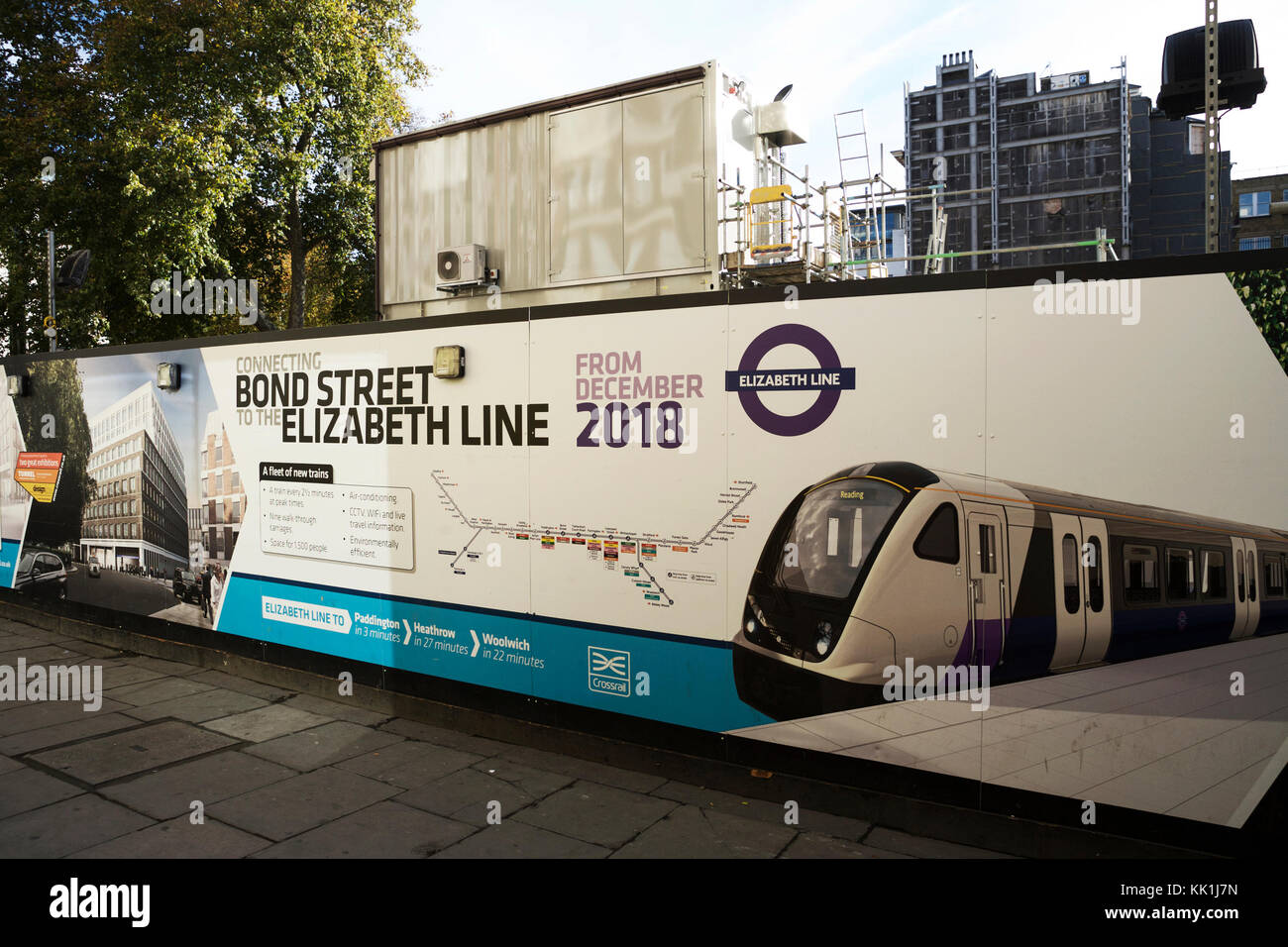 Il collegamento di stazione di Bond Street per la linea di Elizabeth 2018. Poster Street London REGNO UNITO. Foto Stock