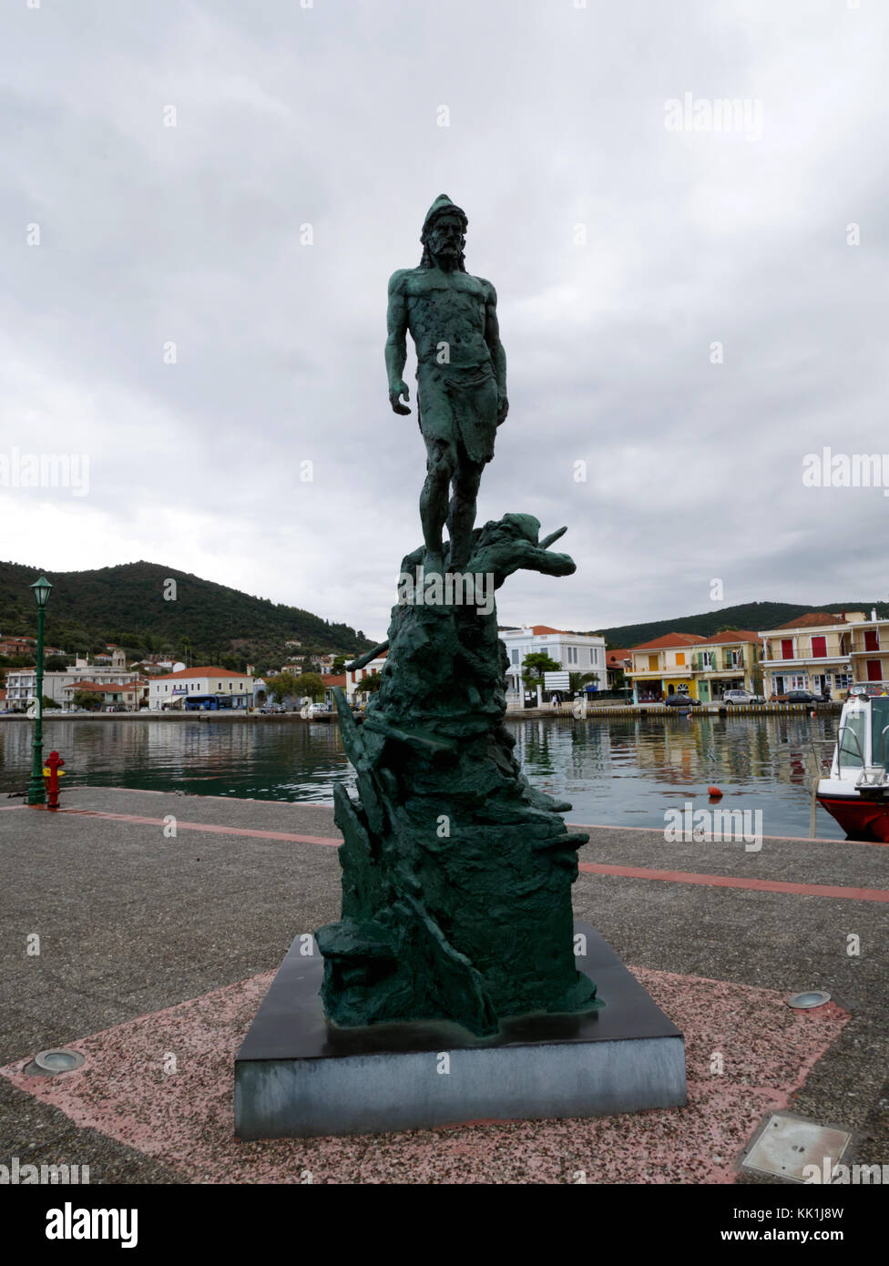 Statua di Ulisse, Vathi, Itaca, Grecia. Foto Stock