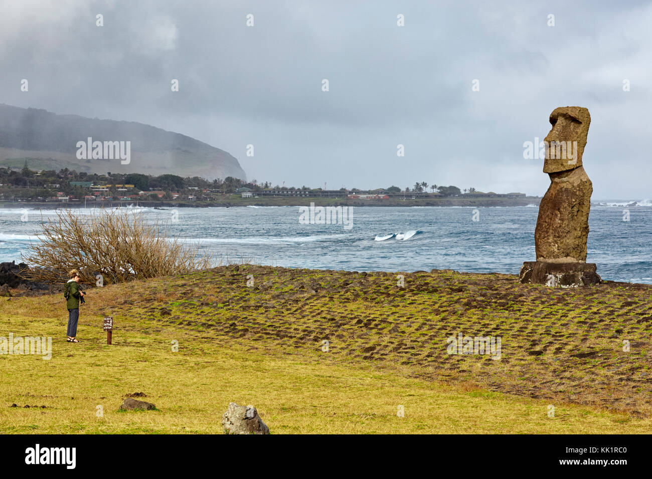 Ahu Hanga Kioe, Isola di Pasqua (Rapa Nui), Cile Foto Stock
