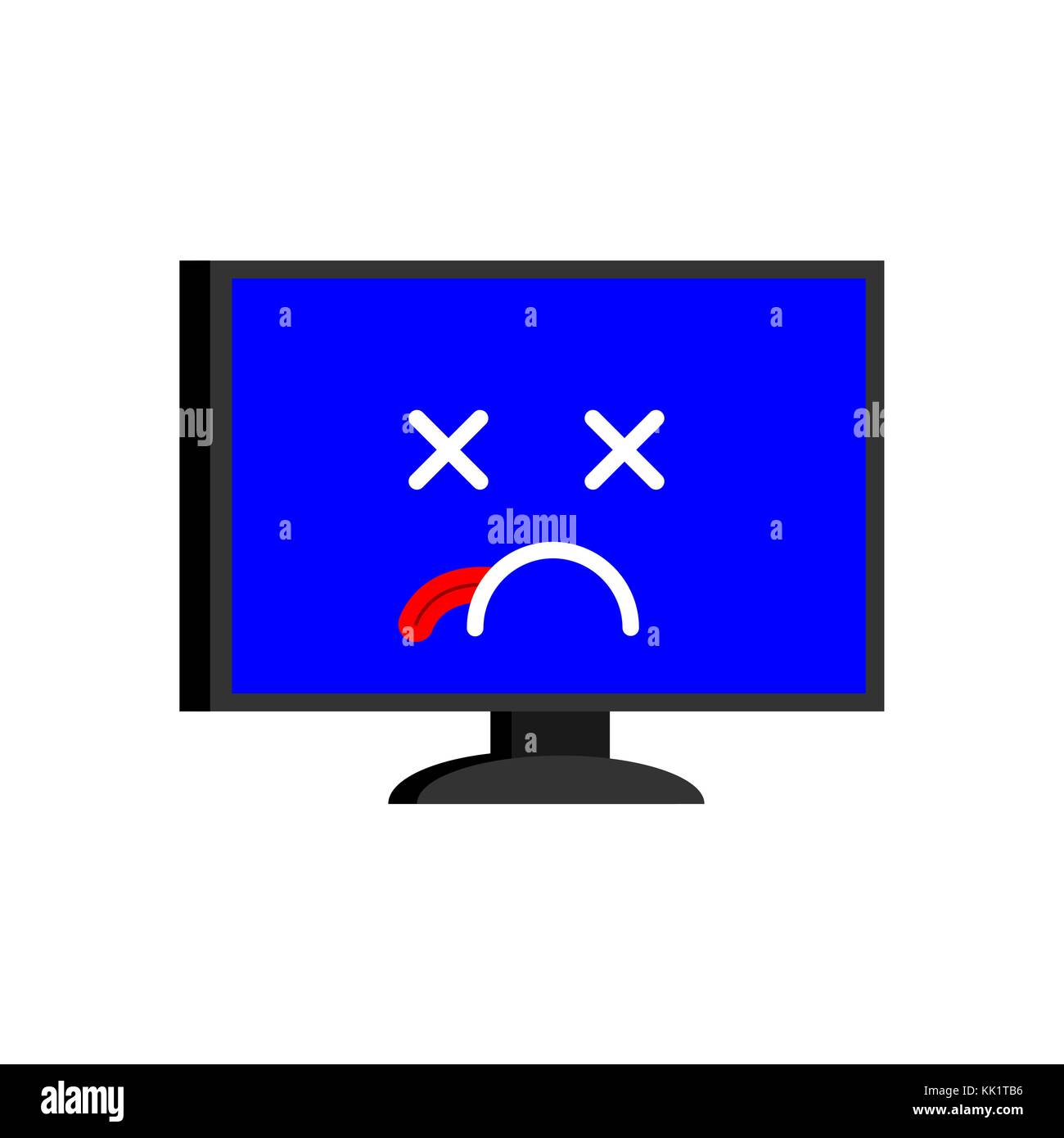 Computer rotto. pc morto gli Emoji. Schermata blu della morte. illustrazione vettoriale Illustrazione Vettoriale