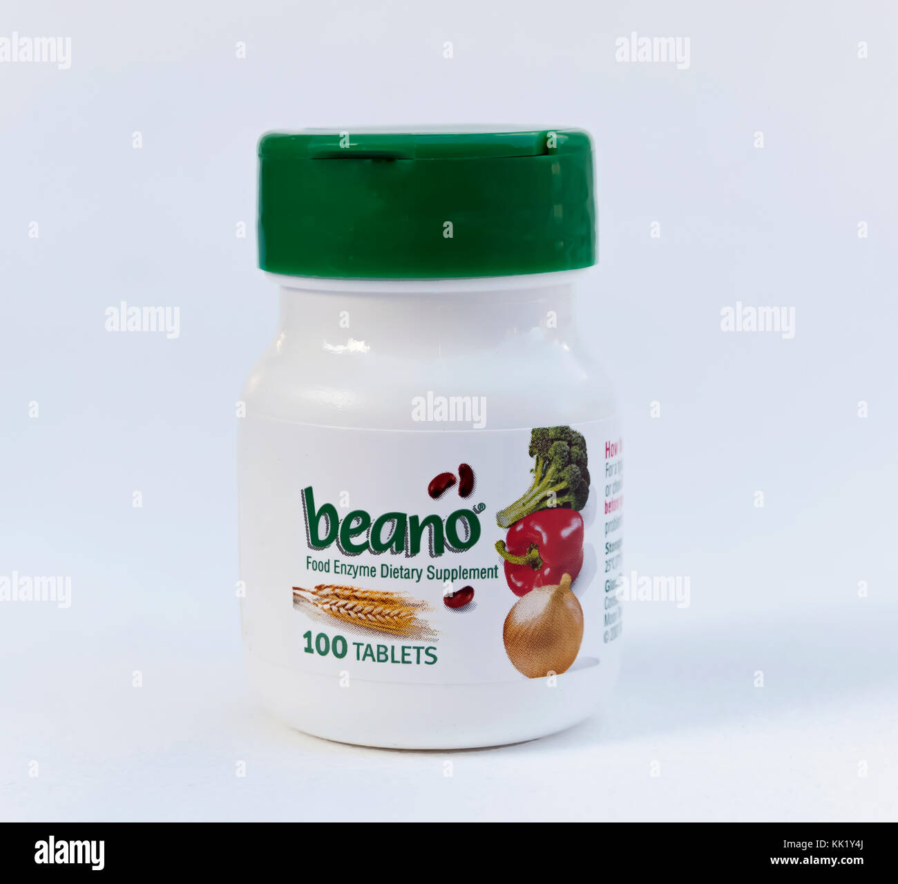 Beano compresse consentono di impedire che il gas naturale con enzimi che degradano il contenuto di carboidrati complessi presente negli alimenti. Foto Stock