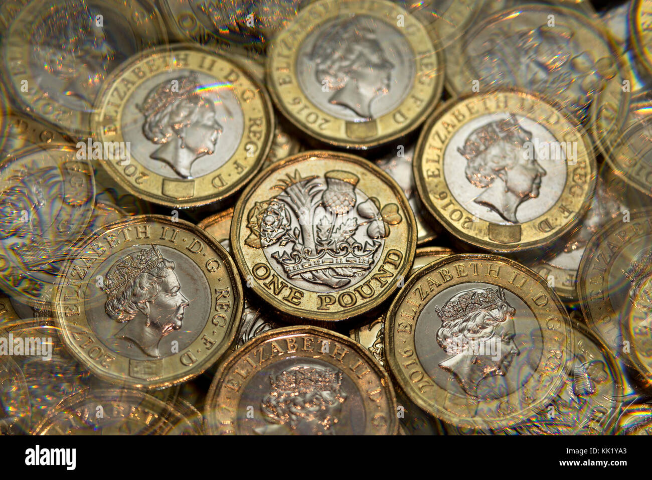 New British pound monete (GBP) Foto Stock