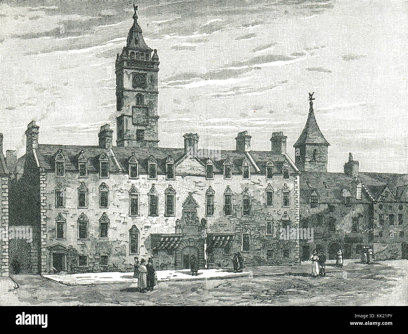 Il vecchio collegio di Glasgow, nel XVII secolo Foto Stock