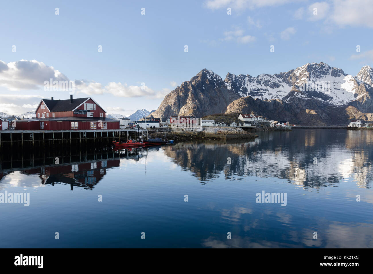 Nel villaggio di pescatori chiamato henningsvaer, in Lofoten, Norvegia Foto Stock