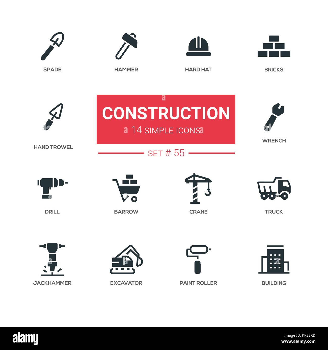 Concetto di industriali, costruzione - linea design set di icone Illustrazione Vettoriale