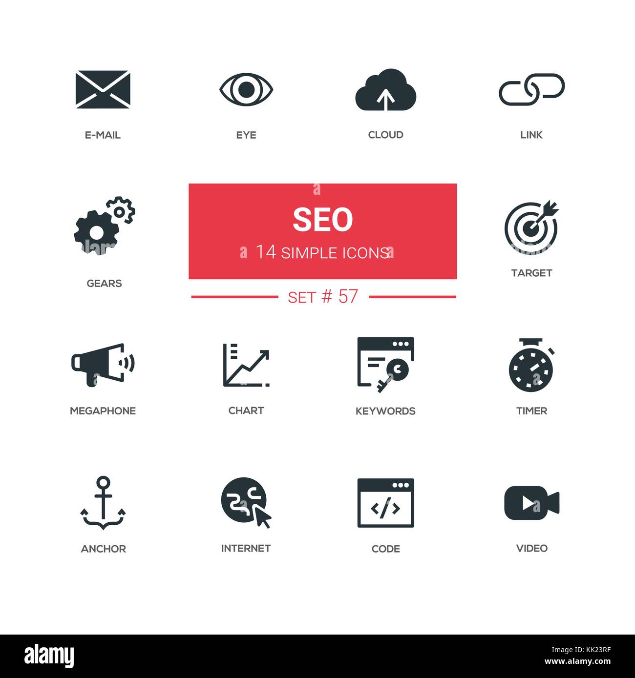 Il concetto di business, seo - linea design set di icone Illustrazione Vettoriale