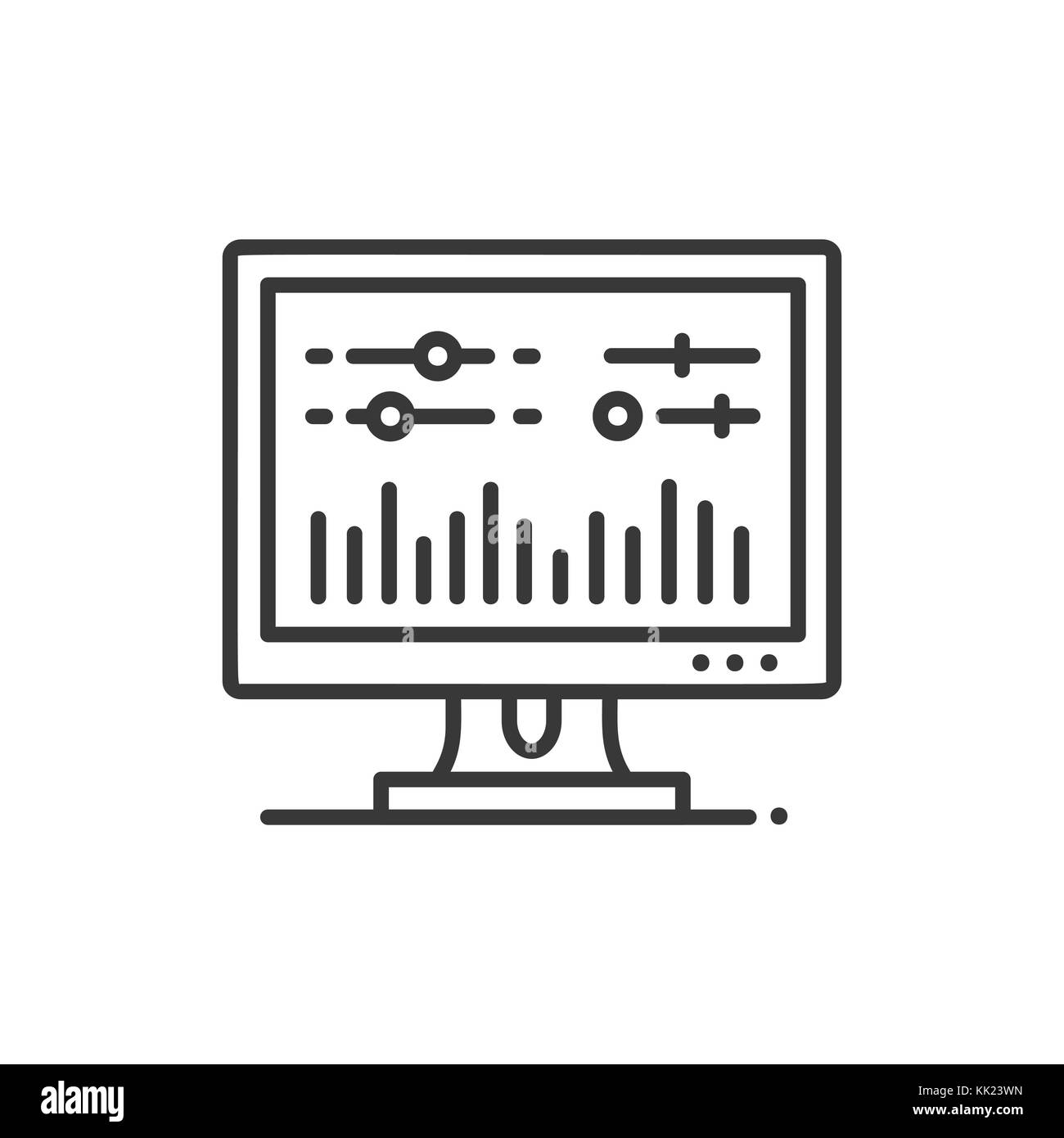 La miscelazione in studio di registrazione - design di linea singola icona isolato Illustrazione Vettoriale