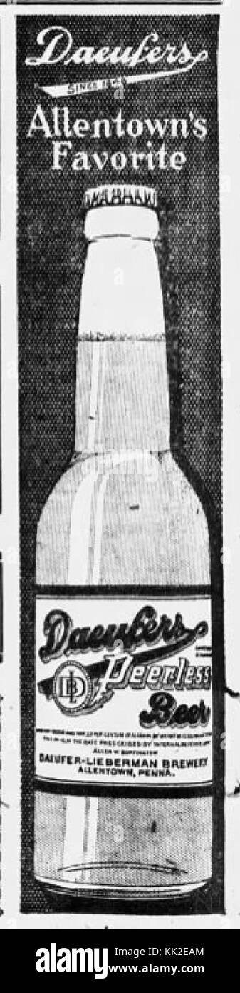 1933 Daeufers Beeer ad 3 Giu MC Allentown PA Foto Stock