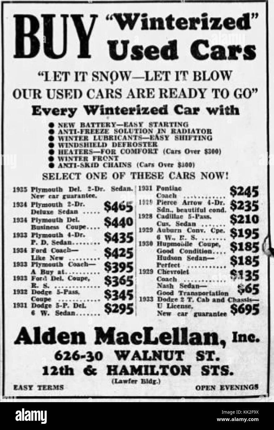 1935 Alden MacLellan 1 Dic MC Allentown PA Foto Stock