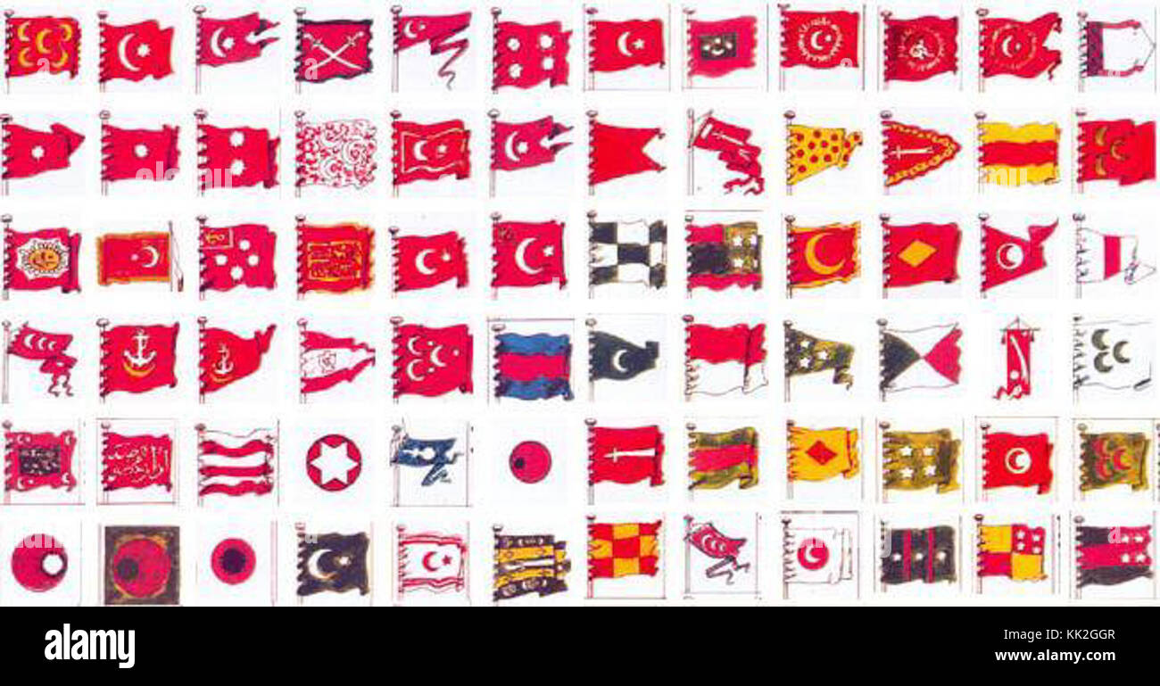 Vecchia bandiera grafico dell'Impero Ottomano Foto Stock