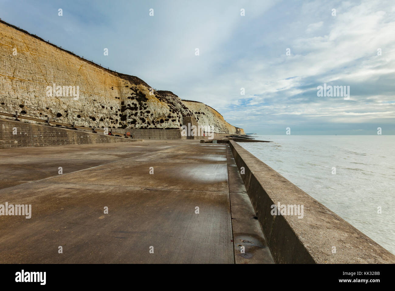 Autunno mattina sulla costa di East Sussex, Inghilterra. Foto Stock