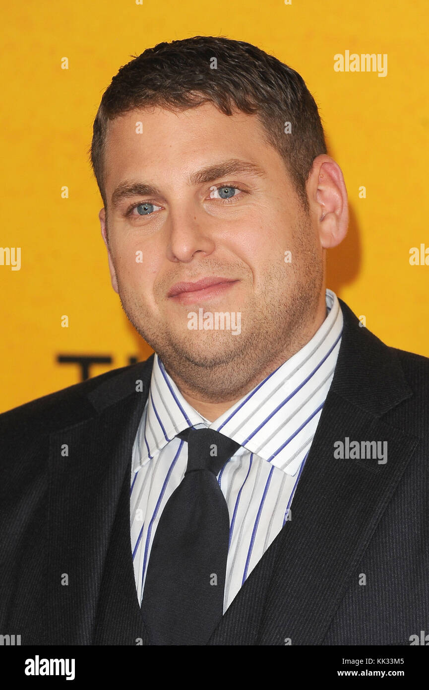 La collina di Giona assiste il lupo di Wall Street UK premiere di Odeon Leicester Square a Londra. 9 gennaio 2014 © Paul Treadway Foto Stock