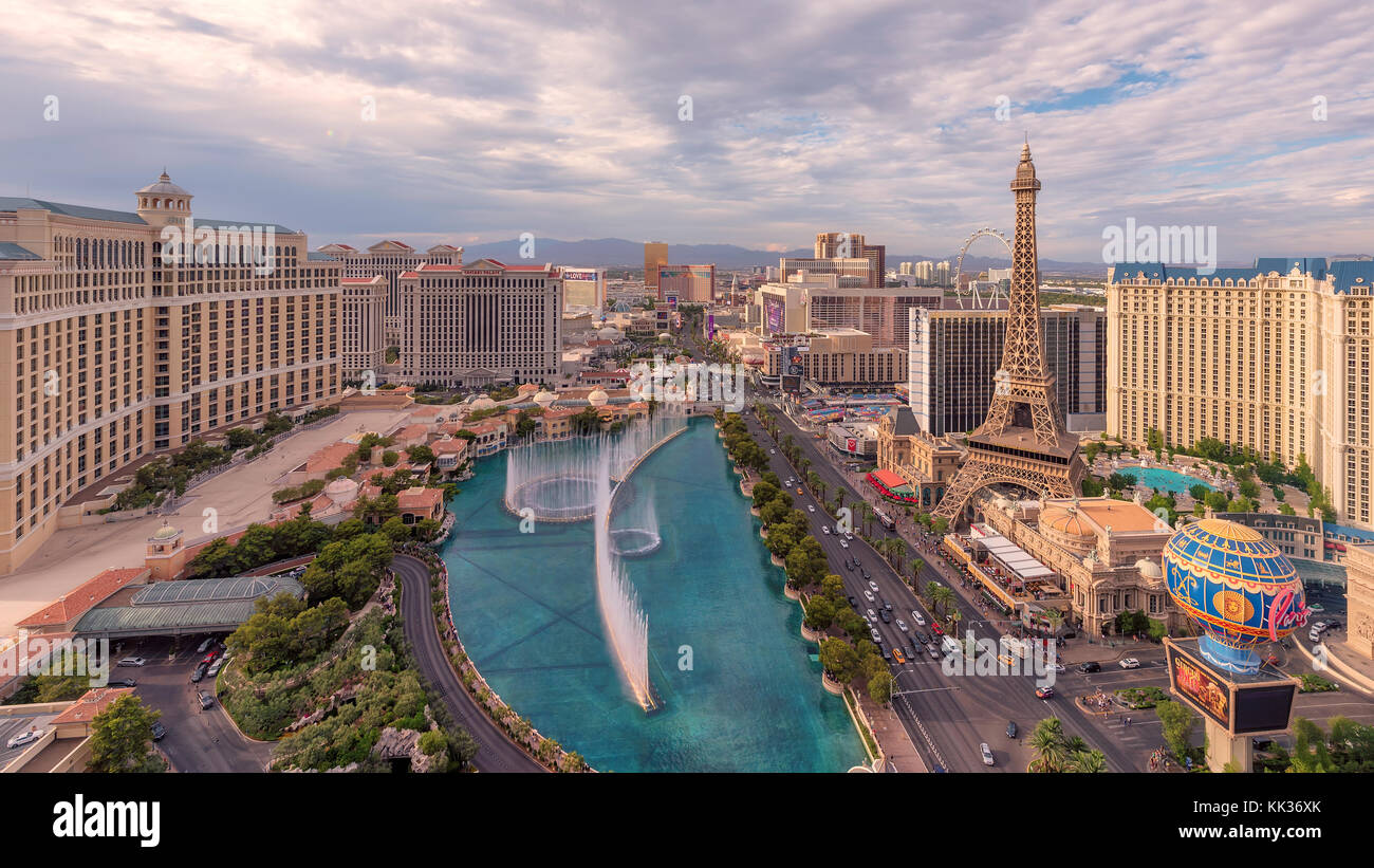 Las Vegas Strip skyline al tramonto Foto Stock