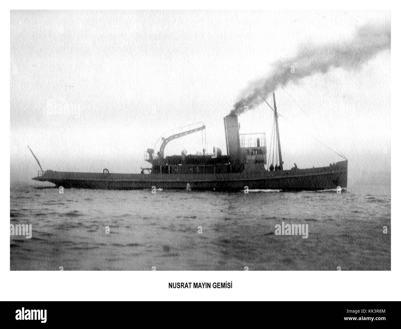 Il posamine ottomano Nusret fu un vascello navale chiave durante la prima guerra mondiale, noto per il suo ruolo nella posa di mine nei Dardanelli. La nave contribuì alla difesa strategica durante la campagna di Gallipoli. Foto Stock