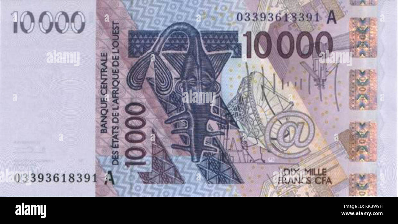 10000 frank cfa UEMOA un Foto Stock