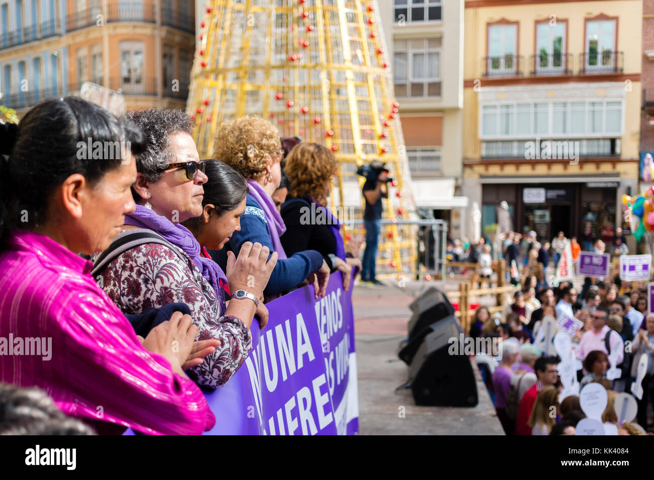Marcia di protesta a Malaga Spagna. organizzate come parte dell'onu giornata internazionale per lâ eliminazione della violenza contro le donne il 25 novembre 2017 Foto Stock