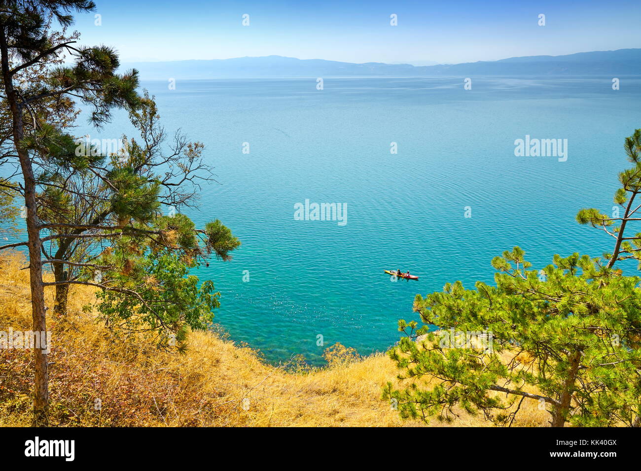 Il lago di Ohrid, Repubblica di Macedonia, Balcani Foto Stock