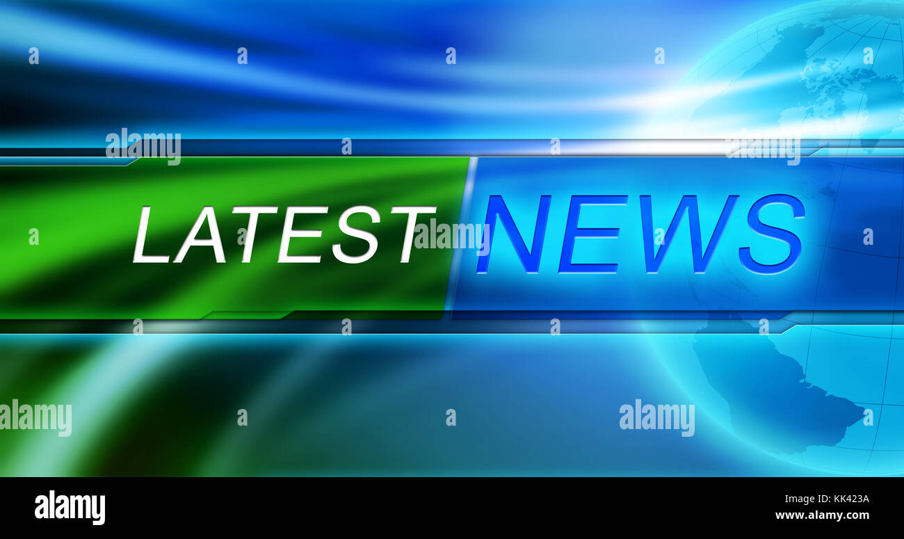 News sfondo. Ultime notizie tag nel centro di banner a sfondo blu. Foto Stock