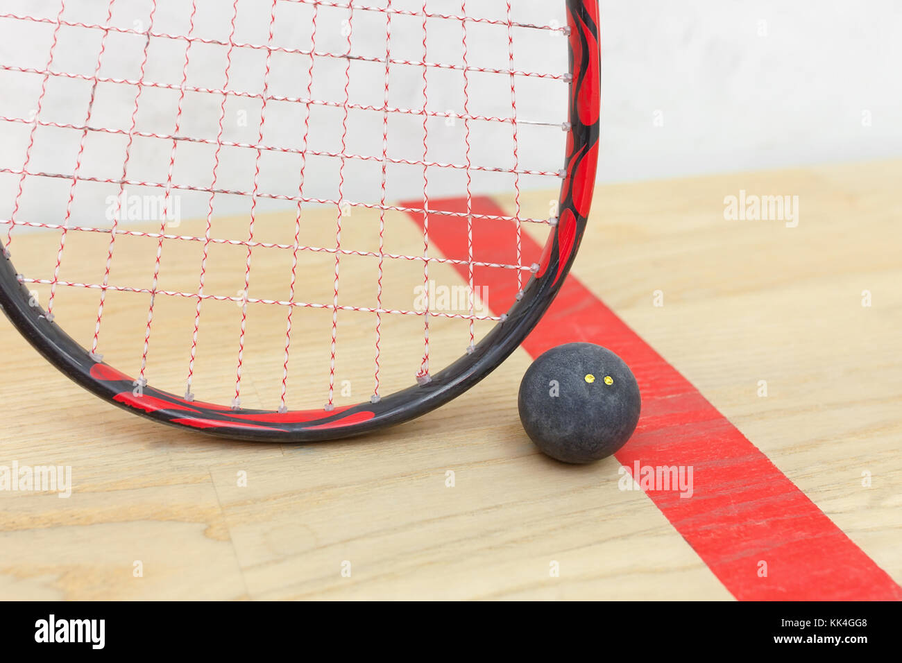 Racchette da squash e la sfera Foto Stock