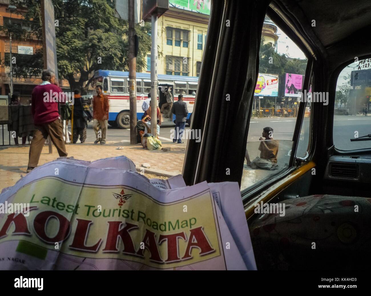Il mendicatore di Kolkata - 09/01/2010 - - il mendicatore di Kolkata - circola a Calcutta in taxi - Sylvain Leer / le Pictorium Foto Stock