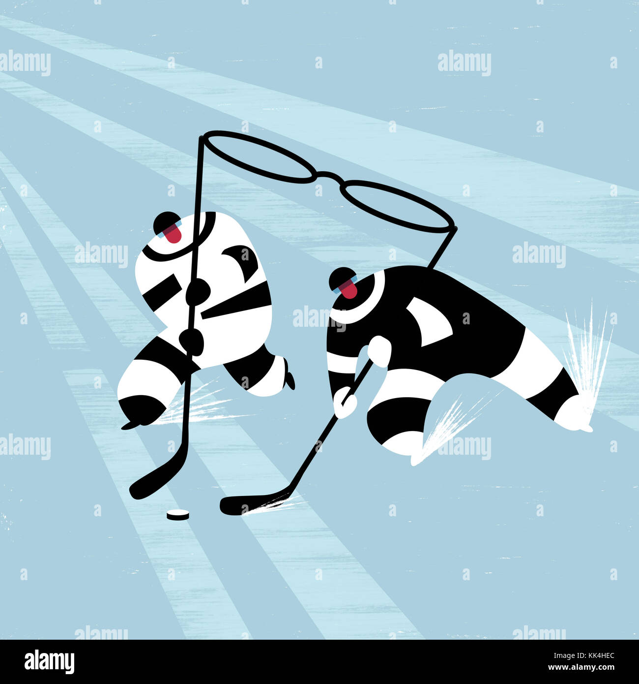 Gli uomini a giocare a hockey, bastoni da hockey fatta di occhiali di  sicurezza Foto stock - Alamy