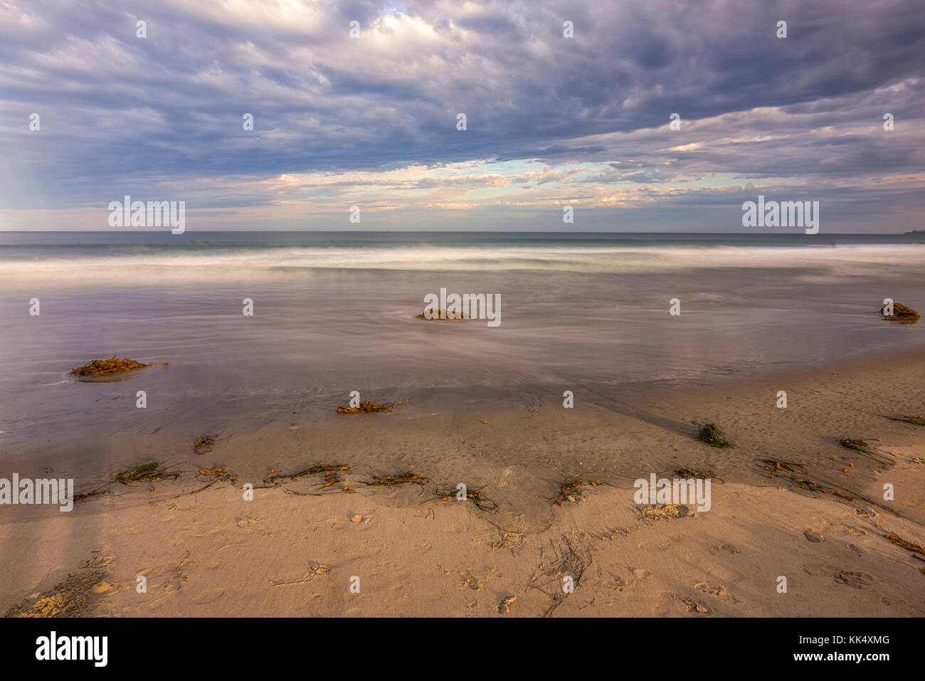 Spiaggia e vista oceano. La Mission Beach, San Diego, California. Foto Stock