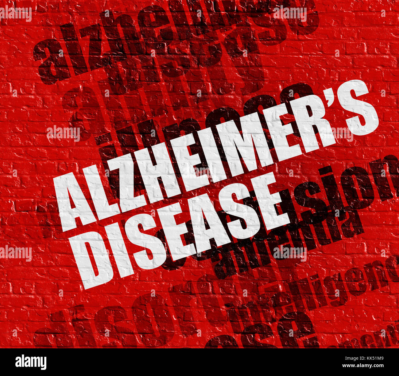 Concetto di salute: la malattia di Alzheimer sulla parete rossa . Foto Stock